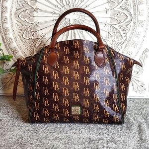 EUC Dooney & Bourke Sutton Sydney Brown/Gold Monogram Satchel